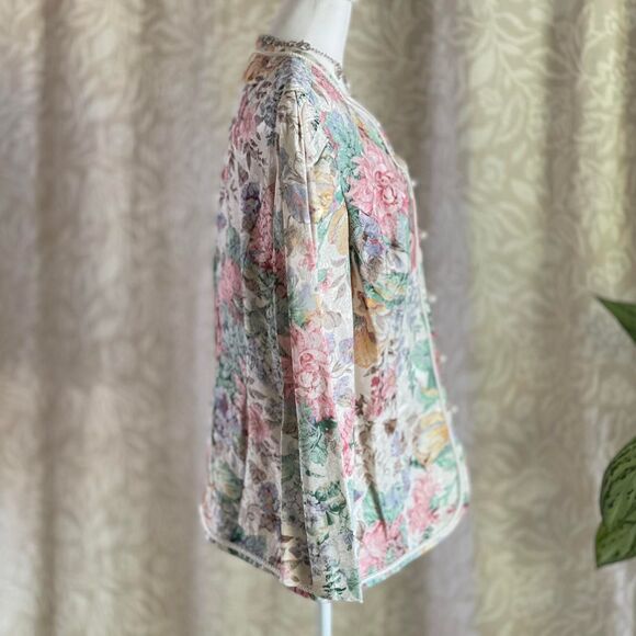 Vintage 80s Nah Nah Collections by Jonathan Tait Floral Print Blazer Size 16 - Picture 2 of 8